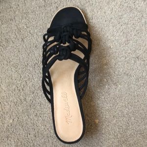 Madewell knotted mule sandal, black, 5.5